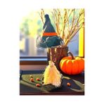 Daisy Home Halloween Cadı Şapkası, LED Işıklı, Siyah Kumaş, Cadı Süpürgesi, Turuncu Şeritli, Dekoratif Süsleme, Pilli - 0 - Siyah - Option-1