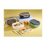 Daisy Home Jouis Beslenme Kutusu 1200 ml 2 Katlı 6 Bölmeli Bpa'sız Pp Plastik Sefer Tası ve Beslenme Çantası - Lunch Box, Çatal Kaşık ve Bıçak Dahil Okul Beslenme (Mavi) - Kestane Akaju - Option-1