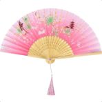 Daisy Home Katlanır Vantilatör, Çiçek Desenli Katlanabilir El Vantilatörü, Vintage Dantel Katlanır Fan, Düğün ve Parti Dansları Için, Ipek Bambu Katlanabilir El Fanı - 001-Siyah