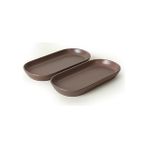 Daisy Home Keramika Mat Açık Taupe Noyan Kayık Tabak 2 Adet 26 cm 958 - Option-1 - 51R-Turuncu