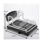 Daisy Home Mallart® 2 Katlı Alüminyum Bulaşıklık 30X42X25 cm – Su Tahliyeli, Paslanmaz Tezgah Üstü Kurutma Rafı | Çatal Kaşık Bardak ve Tabak Düzenleyici - Kestane Akaju - Option-1