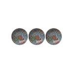 Daisy Home Metal Çerezlik Mandala Desen – Renkli Dekoratif Servis Kasesi, Yuvarlak Sunum Tabağı 3'lü Set (A) - Kestane Akaju - Option-1