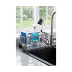 Daisy Home Orret Home Lavabo Organizeri Tezgah Üstü Abs Plastik Mutfak Organizer Banyo Düzenleyici Evye Üstü Süngerlik Sabunluk Organizer Su Hazneli Gri Raf (Metalik Gri) - Kestane Akaju - Option-1