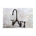 Daisy Home Pirinç KS7795ALBS Ingiliz Ülke Mutfak Musluğu, Pirinç Püskürtücü, Yağla Pürüzsüzleştirilmiş Bronz - Ahşap - Option-1