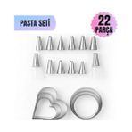 Daisy Home Promosyonca 22 Parça Paslanmaz Çelik Kurabiye Kalıpları Seti, Yıldız Uçlu Sıkma Torba Başlıkları ve Kalp Yuvarlak Şekil Kalıpları, 3-3.5 cm ve 7 cm - Option-1 - 001-Renkli