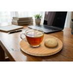 Daisy Home Smartizi Mini Boy Doğal Bambu Döner Stand - 12 cm Çapında Küçük Yuvarlak Altlık - Baharatlık, Sosluk ve Kahve Yanı Sunum Tahtası - Kestane Akaju - Option-1
