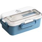 Daisy Home Vagonlife Bento 900ML Lunchbox 1 Katlı 3 Bölmeli Çelik Sefer Tası Yemek Kutusu (Mavi) - Kestane Akaju - Option-1