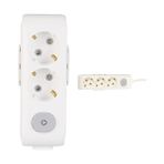 Daisy Home Viko 2li Anahtar-Topraklı Ç.k Klemensli Priz, Beyaz + 3lü Anahtar-Topraklı Kablolu Ç.k 2m Priz - 1 Adet - Ahşap