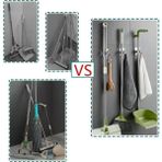 Daisy Home Yapışkanlı Paslanmaz Çelik Süpürge ve Paspas Tutucu 304 Kalite Çelik Mop Tutucu, Delme Gerektirmez, Duvar Tipi Organizer Askı Kancası, Kaymaz Silikon Tutuş, Banyo, Mutfak, Bahçe, Garaj Için - 00 Beyaz - Option-1