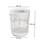 Daisy Home Yuvarlak Kirli Çamaşır Sepeti, Beyaz, Plastik, 90 L Kapasiteli,