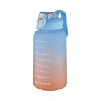 Daisy Store 2 Liitre Pipetli/pipetsiz Kullanım - Hediyeli -Çift Renk Motivasyon Su Matarası Mavi - Option-1 - 12M-Krem