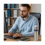 Daisy Store 500 ml Gümüş - Mavi - Pembe Paslanmaz Çelik Termos – Çift Katmanlı Vakumlu, 24 Cm, Isı Yalıtımlı Sızdırmaz Seyahat ve Ofis Matara (Gümüş) - 0,25 L