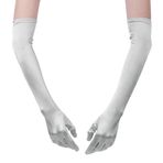 *daisysboutique* Kadınlar için uzun parti eldivenleri 1920s 20s saten kol kollu olay elbise kostümleri Opera gelin dirsek uzunluğu, Gümüş, Tek Beden