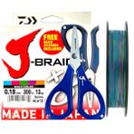 Daiwa J-Braid PE 8X İp Misina 0.18mm 12kg 300mt Multicolor (Makas Hediyeli)