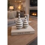 daiza home Ev Dekorasyon Aksesuarı 2 li Damla Şişe Dekoratif Obje Gri Zebra