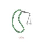 DAKANA JEWELLERY Sertifikalı 8 mm Aventurin Taşı Lotus Çiçeği Çelik Püskül Doğal Taş Tesbih