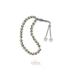DAKANA JEWELLERY Sertifikalı 8 mm Benekli Jasper Taşı Lotus Çiçeği Çelik Püskül Doğal Taş Tesbih