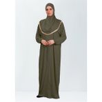 Dakka Kadima Namaz Elbisesi Jarse Tek Parça - Haki - Standart