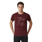 DAKSEL Erkek%100 Pamuk New York Brooklyn Baskılı T-Shirt, Bisiklet Yaka, Kısa Kollu, Rahat Kesim, 14 Renk Seçeneği (Bordo, XL)