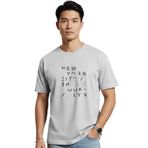 DAKSEL Erkek%100 Pamuk New York Brooklyn Baskılı T-Shirt, Bisiklet Yaka, Kısa Kollu, Rahat Kesim, 14 Renk Seçeneği (Gri, M)
