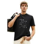 DAKSEL Erkek%100 Pamuk New York Brooklyn Baskılı T-Shirt, Bisiklet Yaka, Kısa Kollu, Rahat Kesim, 14 Renk Seçeneği (Siyah, S)
