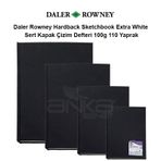 Daler Rowney 100 g 110 Yaprak Hardback Sketchbook Extra White Sert Kapak Çizim Defteri