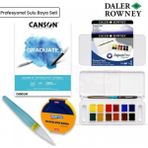 Daler Rowney Profesyonel Sulu Boya Seti 12LI + Canson Graduate Sulu Boya Defteri A5 + Zig Hazneli Sulu Boya Fırça - Renkli - Standart