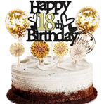 Dalettu Pasta dekorasyonu, 18. doğum günü, kız çocuk, siyah pasta süsü, dekorasyon, 18. doğum günü kızı, pasta süsü, Happy Birthday balon konfeti, kağıt yelpaze, doğum günü pastası dekorasyonu, 18