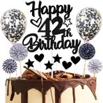 Dalettu Pasta dekorasyonu, 31. doğum günü, erkek, kadın, pasta süsü, Happy 31. doğum günü, siyah, pasta dekorasyonu, balonlar, konfeti ve kağıt yelpazeli, 63. doğum günü, erkekler partisi için