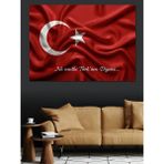 Dalgalanan Türk Bayrağı Dekoratif Kanvas - Mdf Ahşap Tablo - 18 X 27 Cm