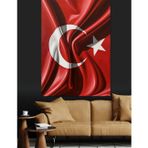 Dalgalanan Türk Bayrağı Kırmızı Dekoratif Kanvas - Mdf Ahşap Tablo