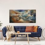Dalgalar Yağlı Boya Dokulu Tablo 50X70 Gold Çerçeveli