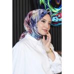 Dalgalı Çiçek Desen Leylak Soft Pamuk Eşarp