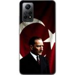 Dali Design Xiaomi Redmi Note 12 Pro Uyumlu Şeffaf Kılıf Atatürk 4 Tasarımlı - Kırmızı