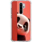 Dali Design Xiaomi Redmi Note 8 Pro Uyumlu Şeffaf Kılıf 4 Peluş Panda Tasarımlı - Kırmızı