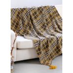Dalisa Püsküllü Battaniye Nostalji Koltuk Örtü Model Retro - 150 x 200 cm - Kahverengi