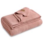 Dalisa%100 Organik Pamuk Örgü Battaniye – GOTS Sertifikalı, Hafif, Nefes Alabilir ve Rahat Yapısıyla Kanepe, Yatak ve Ev Dekorunda Boho Vintage Tarzı (Pembe, 130x150 cm)