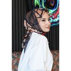 Dallı Desen Turuncu Soft Pamuk Eşarp Oranj