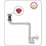 Dallmer Yer Kazandıran Lavabo Sifonu 137 - Taşma Deliksiz,Lavabo Dolabında ve Çekmecesinde,Lavabo Altında Duvara Bitişik Montajlı Koku Önleyici S Sistemi,Kolay Temizlenir Giderli, Ayarlanabilir Borulu - Parlak kırmızı seramik pop-up süzgeçli