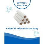 Dalpak Ambalaj 6 Adet 17 Micron 50 cm 300 Metre Streç ( 2,7 kg Brüt )