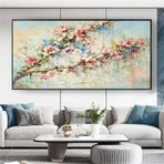 DAMAIART Ağaç tuval resmi, soyut renkli çiçek, büyük tuval sanatı, poster ve baskılar, oturma odası dekorasyonu için duvar resimleri, 60 x 120 cm, çerçevesiz