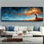 DAMAIART Büyük Boy Kanvas Sanat Eseri Soyut Altın Hayat Ağacı Duvar Sanatı Oturma Odası Yatak Odası Dekoru için Poster ve Baskılar 25X80cm İç Çerçeve