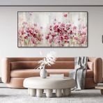 DAMAIART Büyük duvar sanatı baskıları, kırmızı çiçek resmi, çiçek açan çiçek, kanvas poster, doku, duvar resmi, soyut bitki manzarası, duvar sanatı, 55 x 110 cm, çerçevesiz