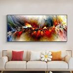 DAMAIART Büyük Mavi Sarı Bulut Soyut Sanat Boyama Modern Kanvas Sanat Duvar Resmi Posterler ve Baskılar Oturma Odası Dekoru 70 x 140 cm Çerçevesiz