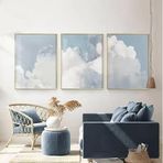 DAMAIART İskandinav İskandinav Tarzı Kanvas Poster Oda Dekoru Estetik Mavi Gökyüzü Beyaz Bulutlar Kanvas Duvar Sanatı İç Ev (50x70cmx3/İç Çerçeve)