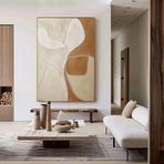 DAMAIART Kahverengi ve Bej Büyük Sanat Eseri Kanvas Tablo Duvar Sanatı Posterler Modern Çağdaş Baskılar Oturma Odası Dekorasyonu 70 x 100 cm Çerçevesiz