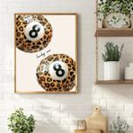 DAMAIART Kanvas Poster 8 Bilardo Baskılı Şanslı Leopar Duvar Dekorasyonu, Dopamin Dekorasyon, Oturma Odası Yatak Odası Ev Dekoru için 70x100 cm İç Çerçeve