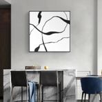 DAMAIART Kanvas Tablo, Kare Resim, Basit, Siyah ve Beyaz, Soyut Çizgiler, Posterler, Modern İskandinav Tarzı, Oturma Odası Dekorasyonu, Sundurma, 65 x 65 cm, İç Çerçeve
