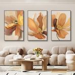 DAMAIART Modern Büyük Çiçekli Duvar Sanatı Baskılar Sarı Çiçekler Posterler Lüks Soyut Tuval Boyama Resimleri Ev İç Dekor 20x30cmx3 Çerçevesiz