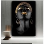 DAMAIART Oturma odası için İskandinav Duvar Sanatı Resmi Contemplator Siyah Afrikalı Kadın Tuval Üzerine Boyama Posterler ve Baskılar 70x100 cm Çerçevesiz